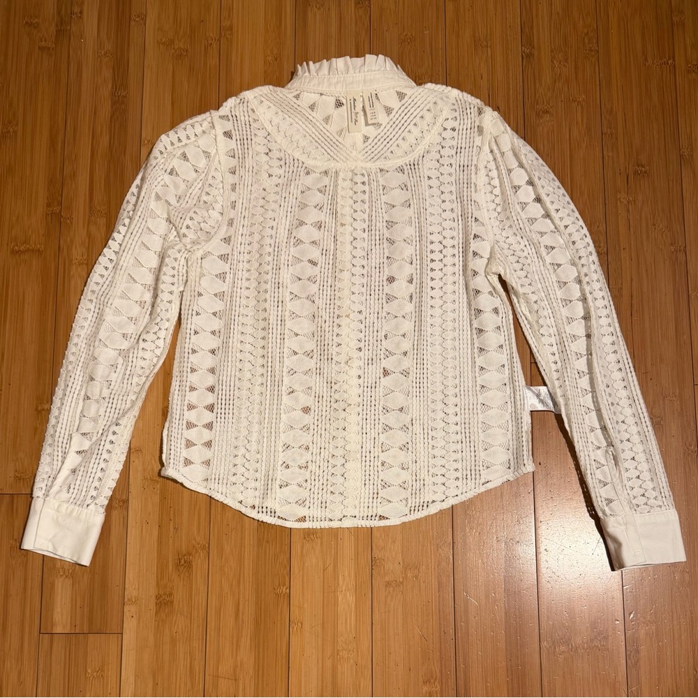 Anthropologie Meadow Rue Lace Long Sleeve Top White / Cream Size 2 - Picture 8 of 16